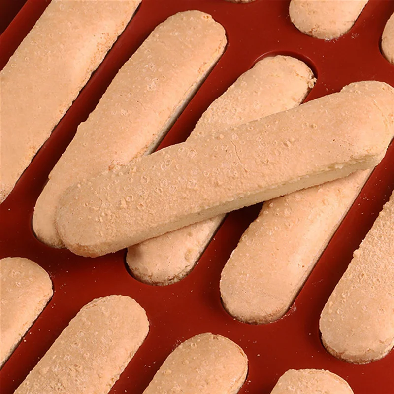 

10X Tiramisu Finger Biscuit Silicone Mould,15 Cavities Cereal Bars Baking Mould, Long Strip Silicone Mold