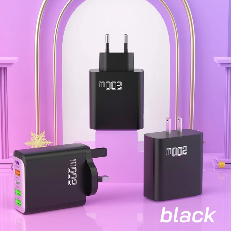 شاحن الهاتف المحمول متعدد المنافذ USB Type-C شحن الرأس 3U + 2C شحن سريع للغاية توافق قوي شاحن الهاتف المحمول