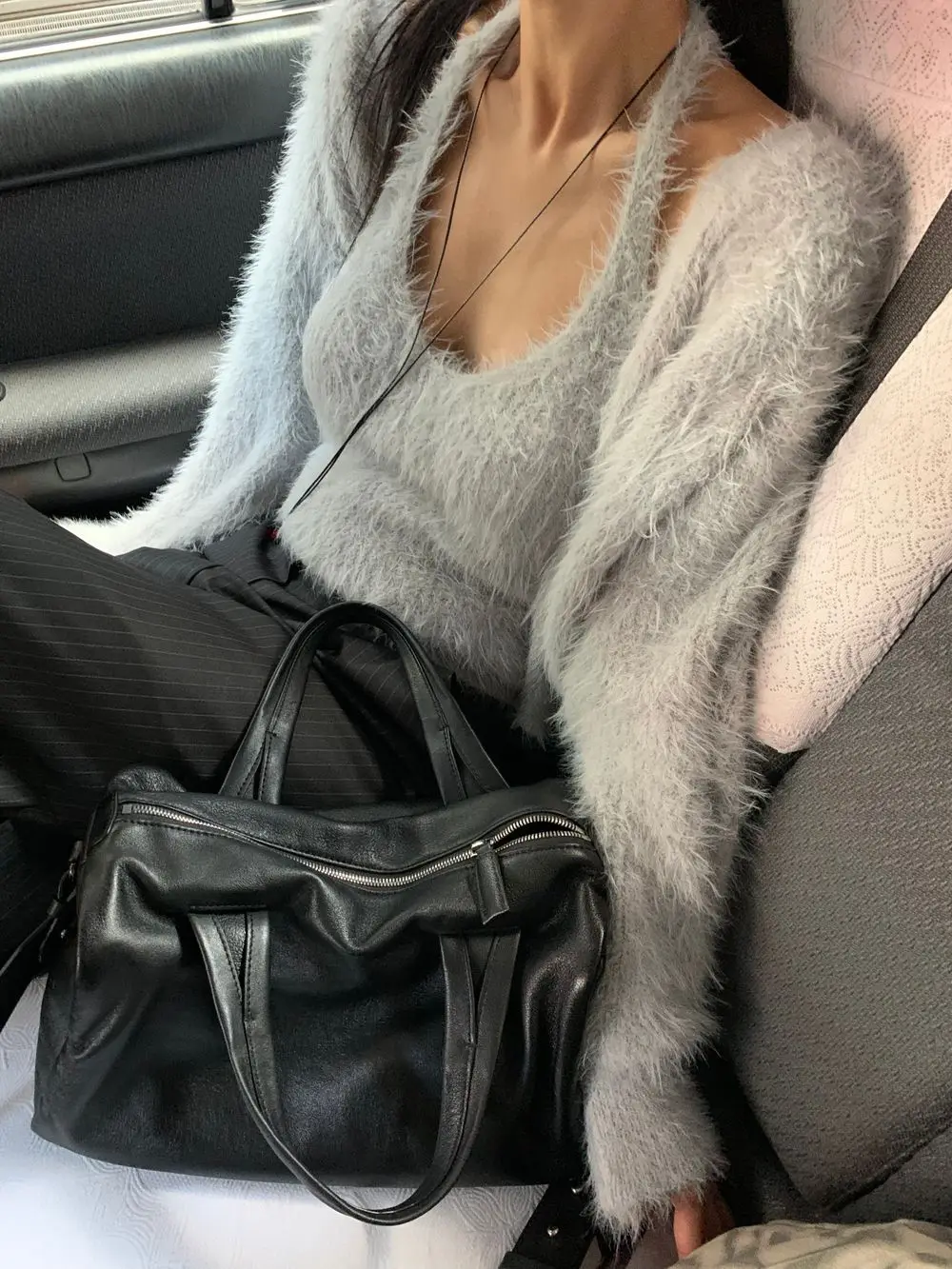 

Chic Knitted Velvet Women's Tank Top Set Ne Hanging Svel Cardigan ort Length Polyester Fiber Daily Wear Fine Yarn