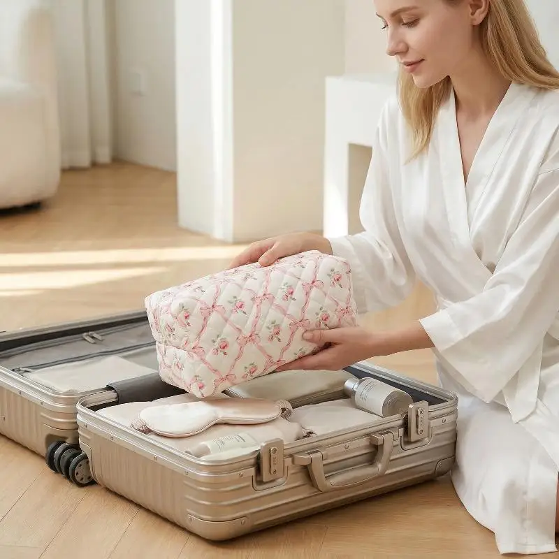 Padded Cosmetic Bag With Large Capacity Hair Dryer Storage Pouch Portable Hair Styling Tools Separate Compartments With Zipper