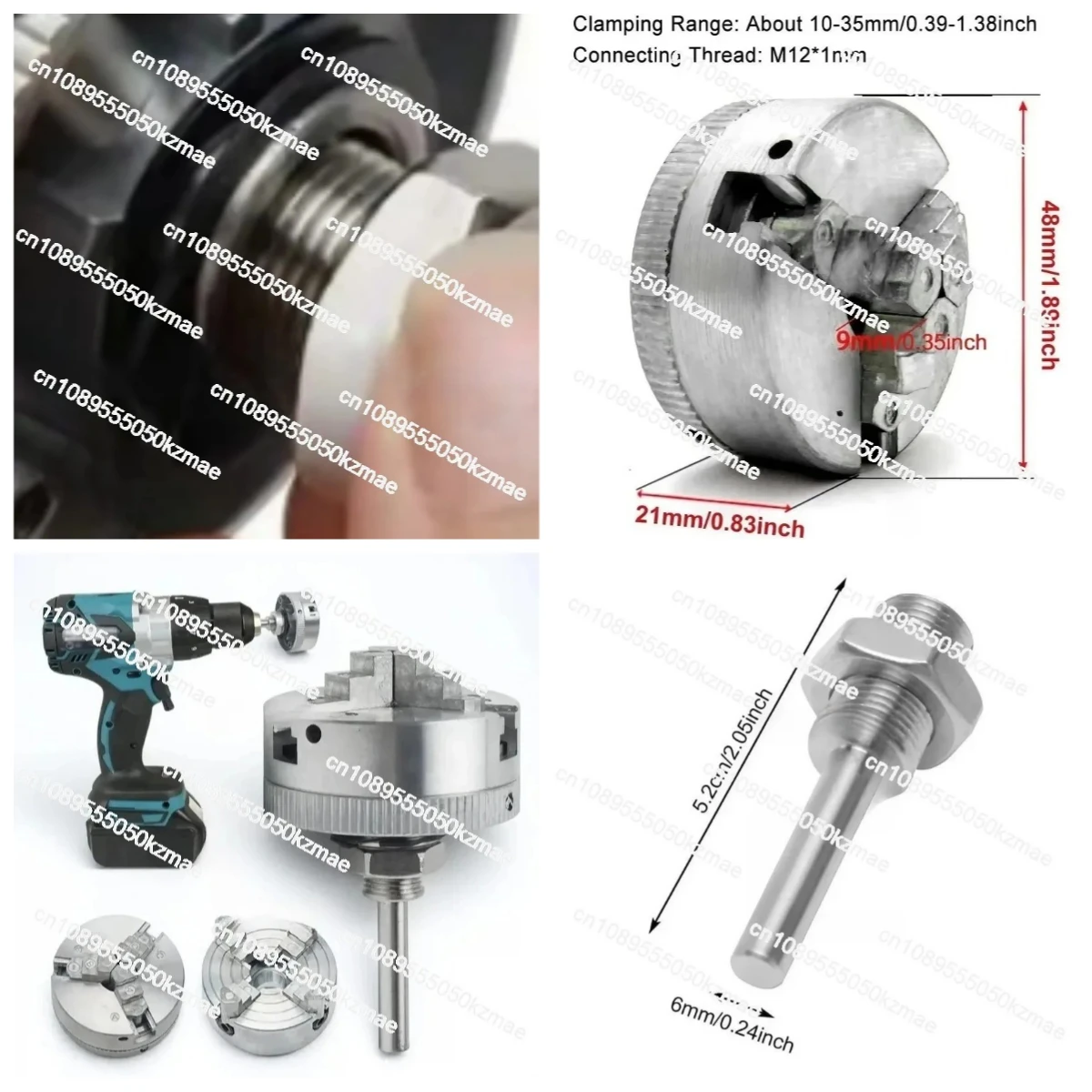 Heavy Duty Self Centering Lathe Chuck, 3/4 Jaws M12×1mm Linkage Chuck, Electric Drill Tool for Precision Machining