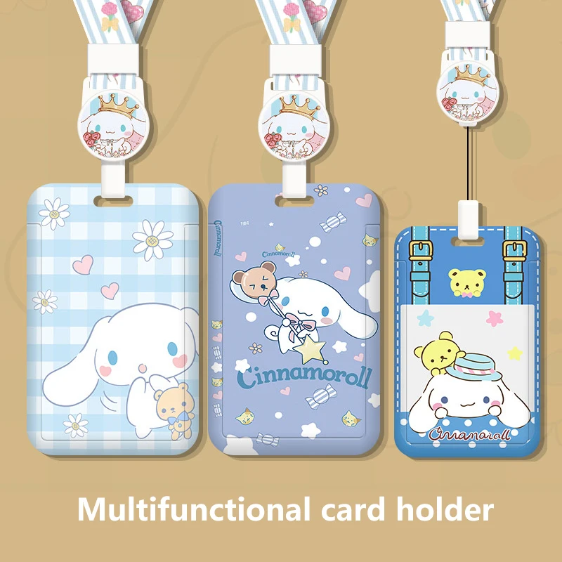 Cartoon Student Card Holder Retractable Lanyard Child Pick-up Card Anti-lost Campus Card Hard Meal Card Bus Work ID Card Holder