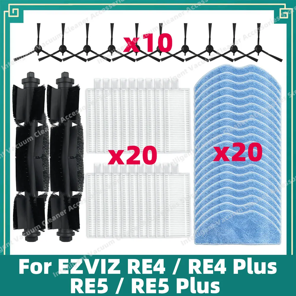 Compatible For EZVIZ RE4 / RE4 Plus / RE5 / RE5 Plus Main Side Brush Mop Cloth Hepa Filter Accessories Replacement Spare Parts