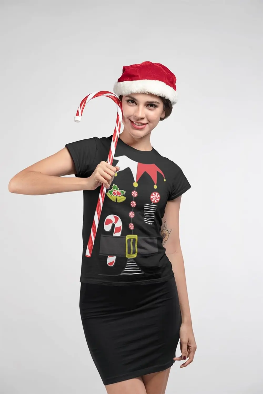 Elf Costume Christmas Candy Holiday Xmas Women's T-Shirt