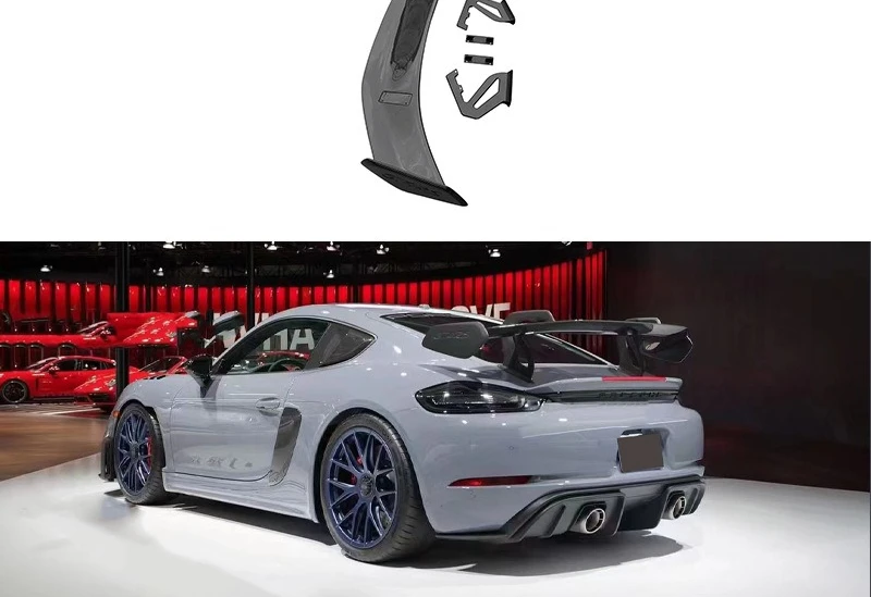 

Suitable for Porsche 718 GT4RS Carbon Fiber Rear Wing GT High Foot Fixed Wind Wing Modified Spoiler Car With