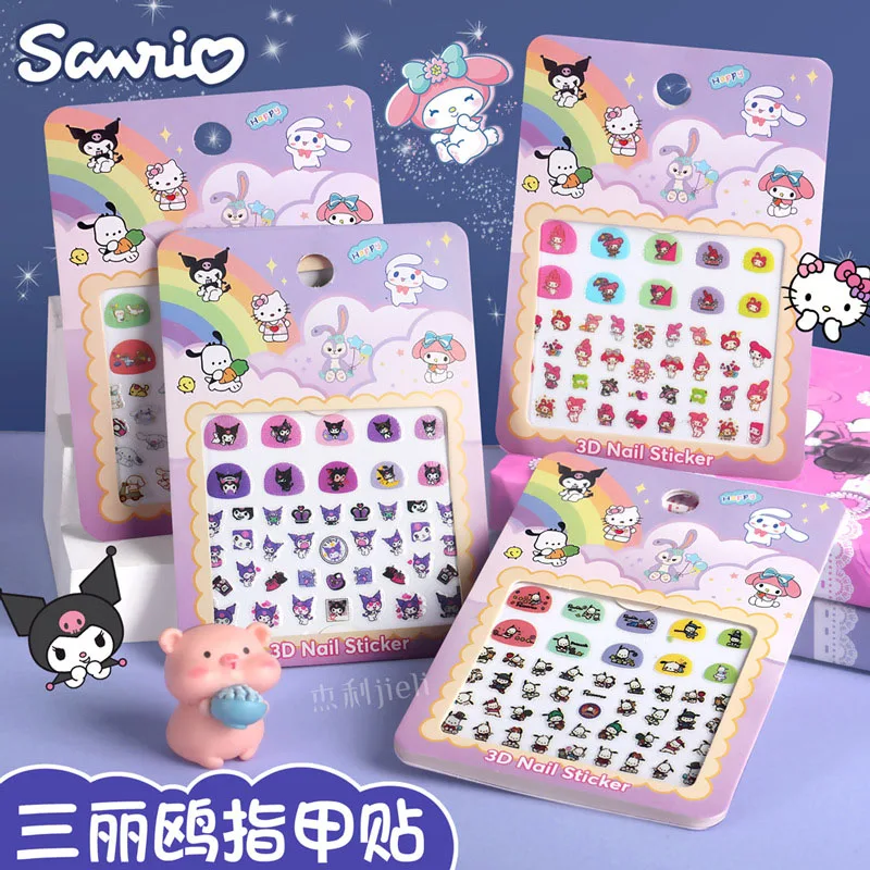 5 ชิ้น/เซ็ต 3D Luminous Kuromi สติ๊กเกอร์เล็บ Kawaii Self-กาวการ์ตูน Hello Kitty Pochacco My Melody อะนิเมะ Decals