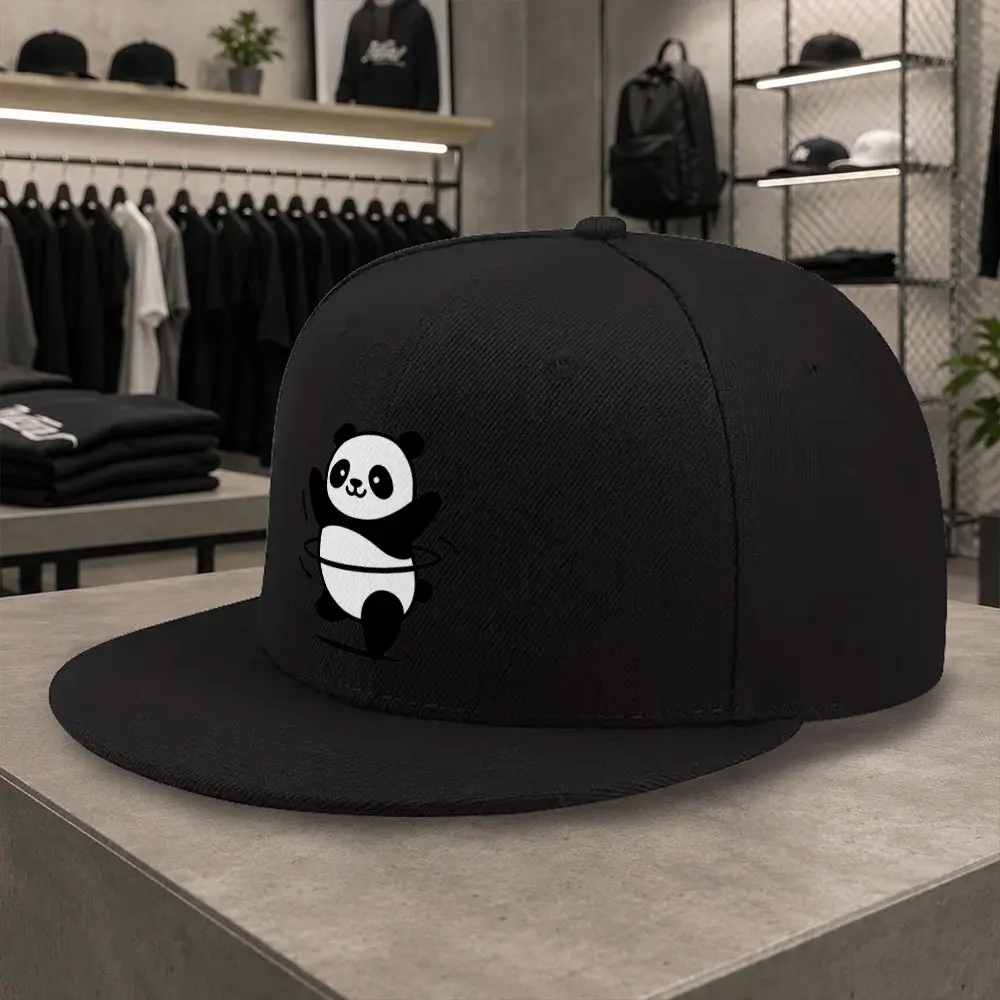 New Cartoon Panda Hoop Baseball Cap, Unisex Versatile Flat Brim Hat, Hip Hop Cap, Duckbill Cap, Suitable for Short Trips, Daily