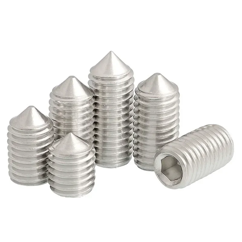 100pcs Hex Hexagon Socket Set Screw Cone All Cup Point Grub Screw  M4 A2 304 Stainless Steel Set Screw Bolt DIN914 5-30MM