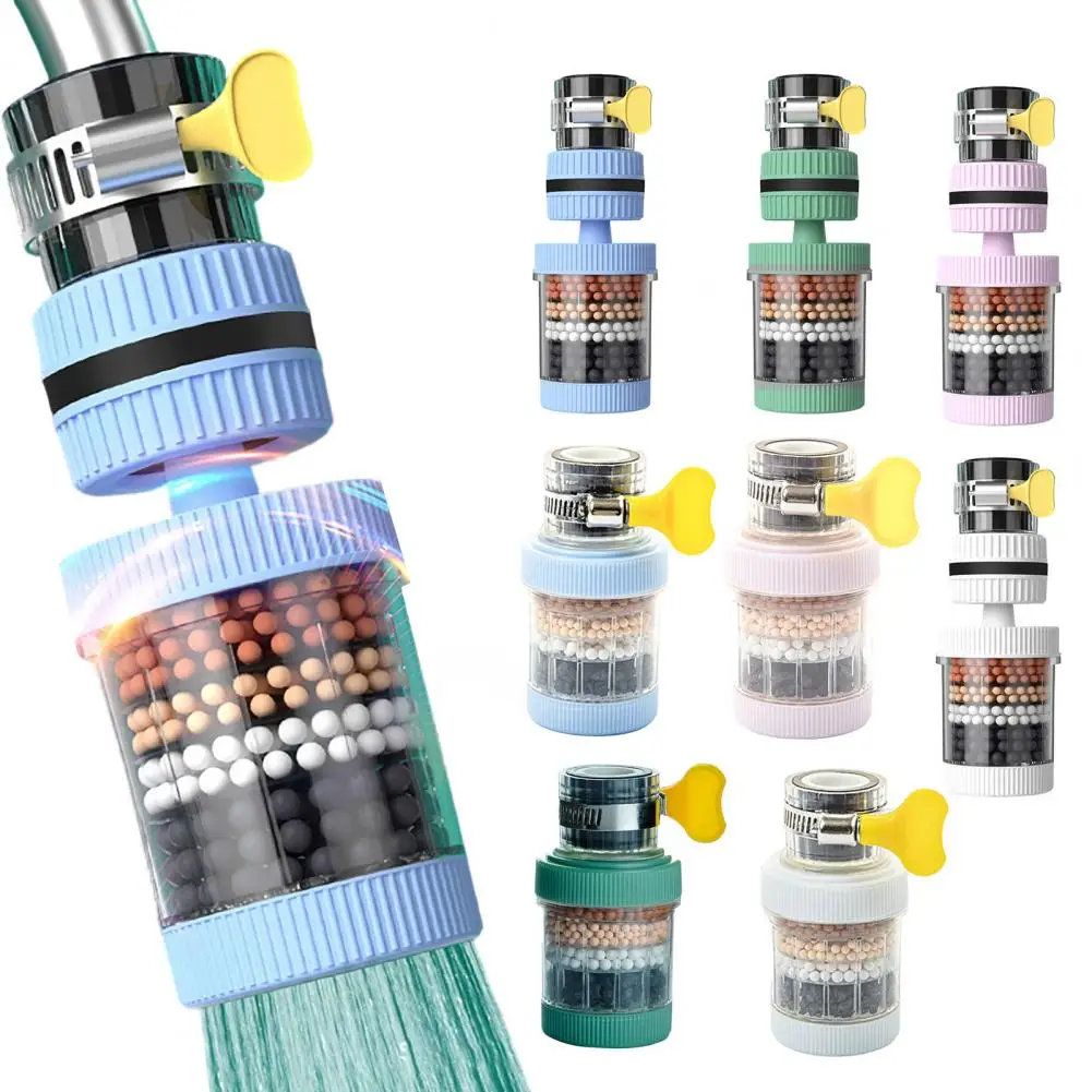 6-Layer Water Faucet Filter for Kitchen Anti-Splash Swivel Aerator with Clear Window Universal Tap Attachment for Home Sink