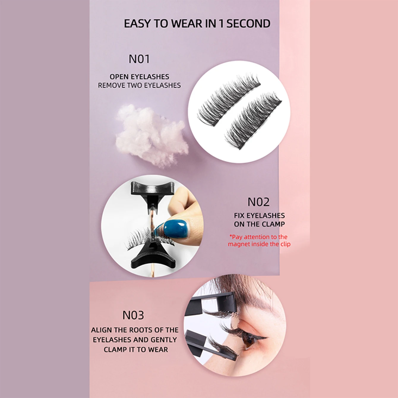 磁気まつげクリップ,磁気接着剤,アイメイク,自然なブレンダー,無料配達
