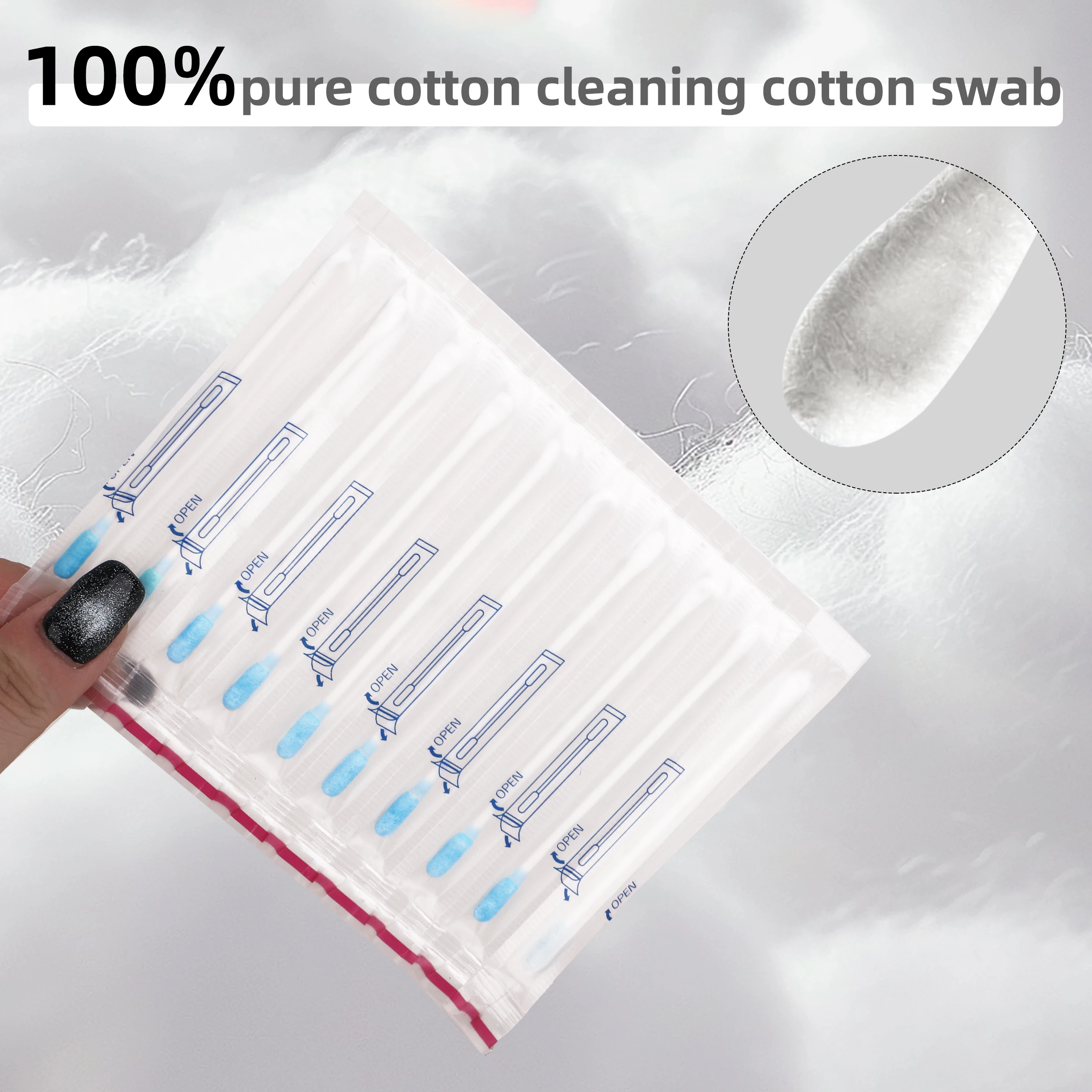 50PCS cleaning cotton swab, soft, mild and odorless, used for personal hygiene and easy cleaning.