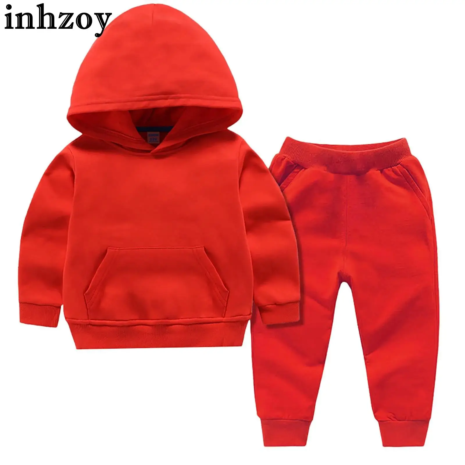 

Baby Toddler Kid Boy Girl Sports Suit Solid Casual Pocket Hoodie Sweatershirt Pullover+Sweatpants Jogger Sweatsuit Outfits Set
