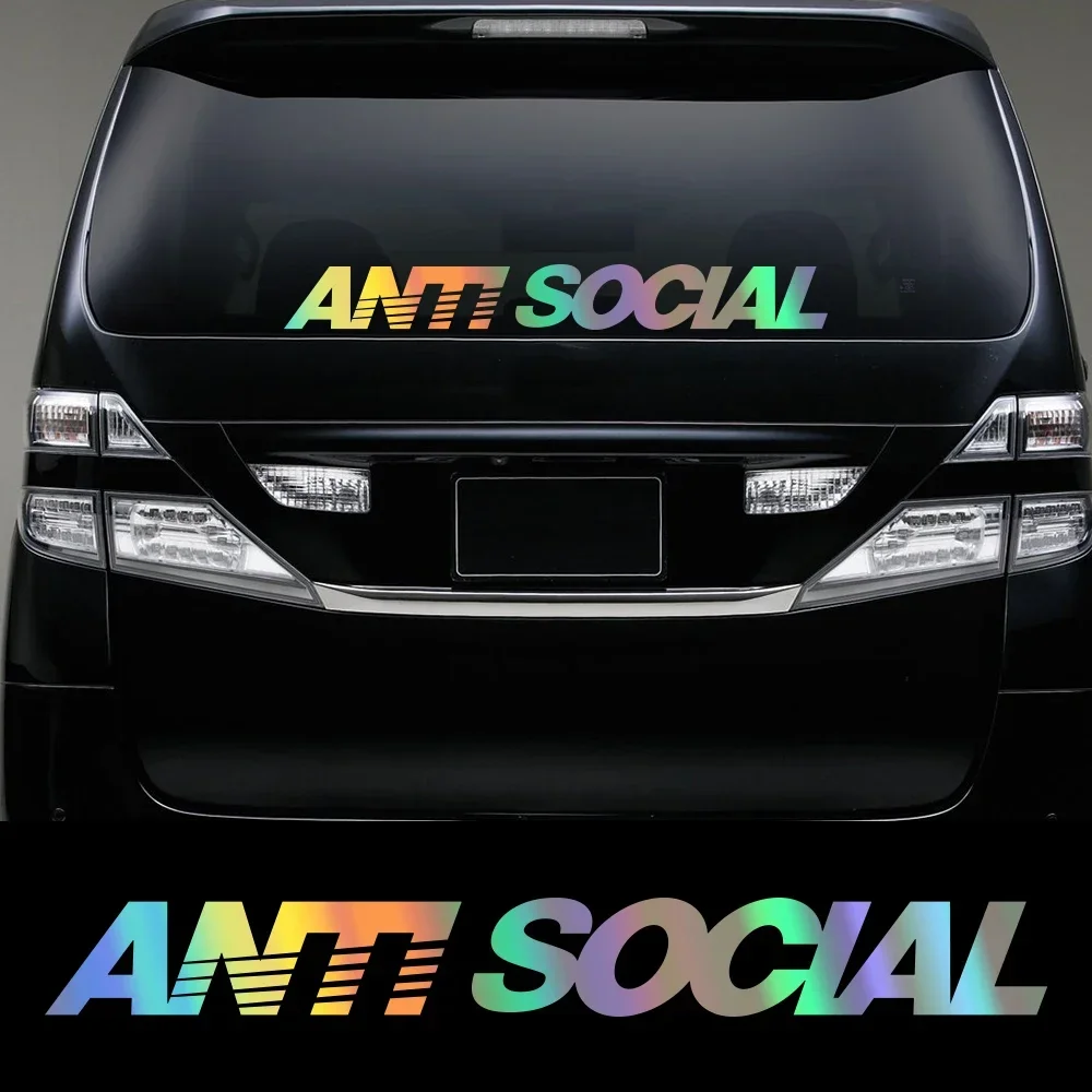 ANTI SOCIAL Slogan Car Front Windshield Window Sticker Self-adhesive PVC Vinyl Decal Auto Styling Decoration Sticker Accessories