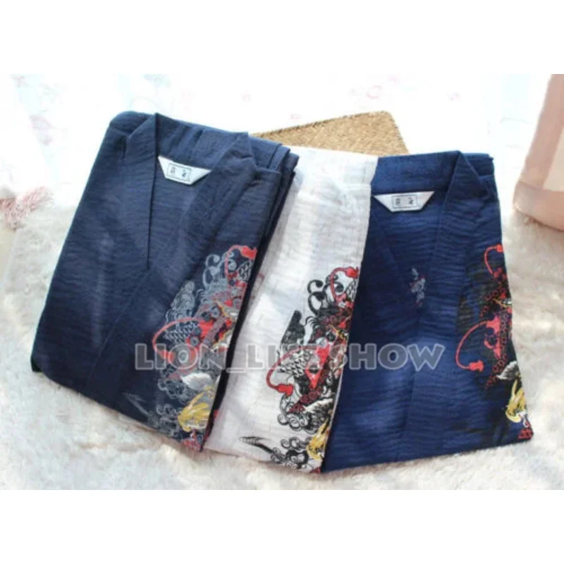 20151123 summer Men Japanese Jinbei Kimono Carp Short Sleeve Pants Sleepwear Pajama Homewear