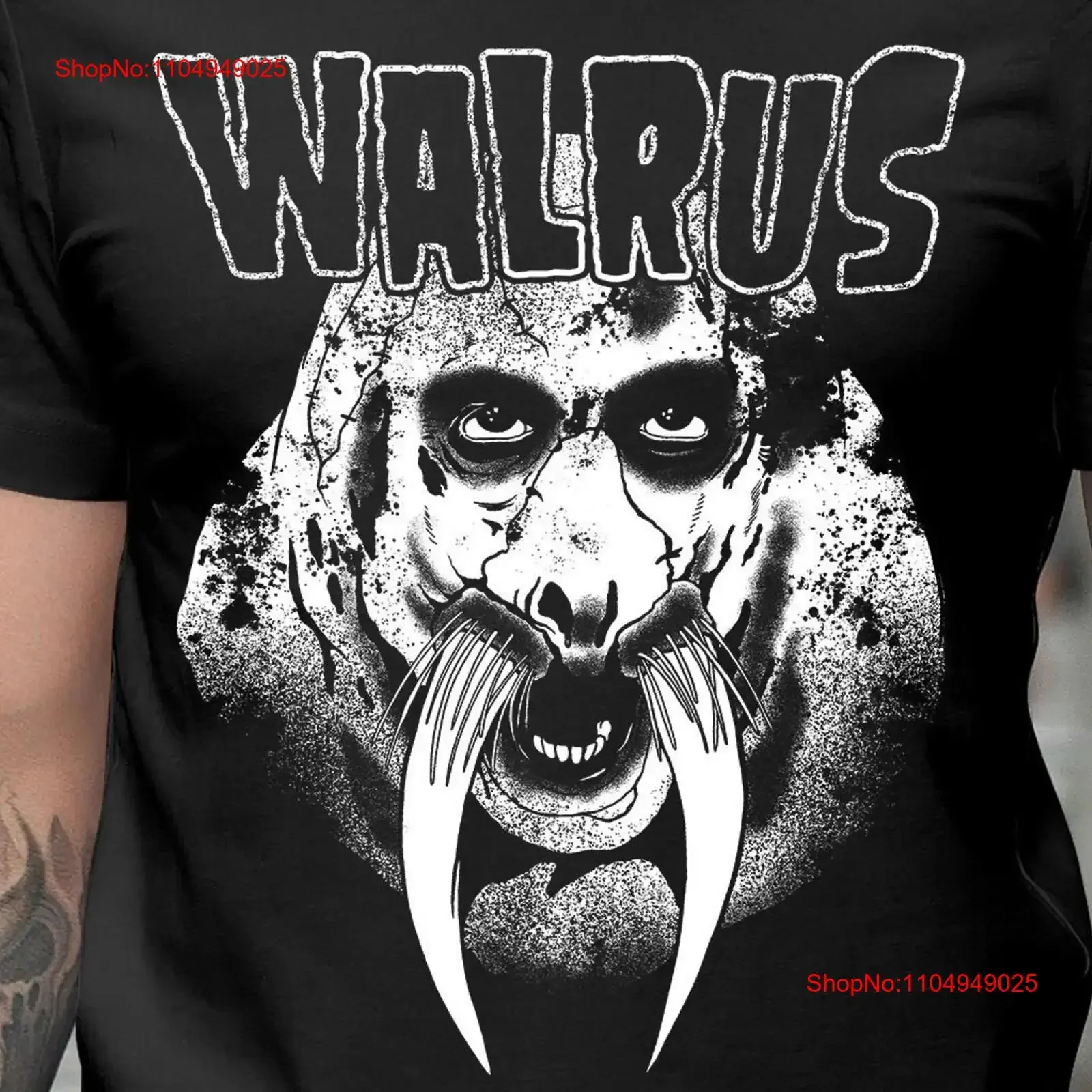 

Walrus T SHIRT monster Metal music HORROR UNISEX vintage Washed Breathable fashion Stretched graphic homme Versatile Slightly