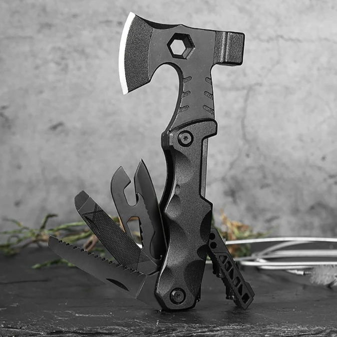 

Portable Outdoor Camping Emergency Survival Tool Combining Multi-functional Axes and Hammers