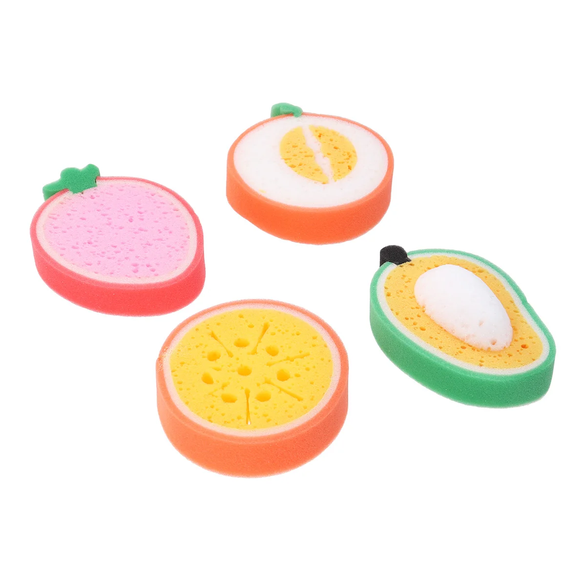 Éponge de bain aux fruits, matériau recyclé, exfoliante douce, pour enfants, soins de la peau doux, Design de dessin animé, fraise, 4 pièces