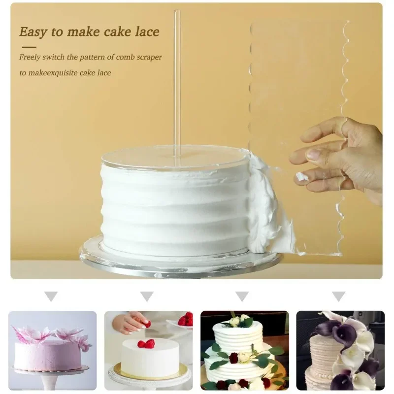 Transparent acrylic cake round cake pan baking scraper set tool comb
