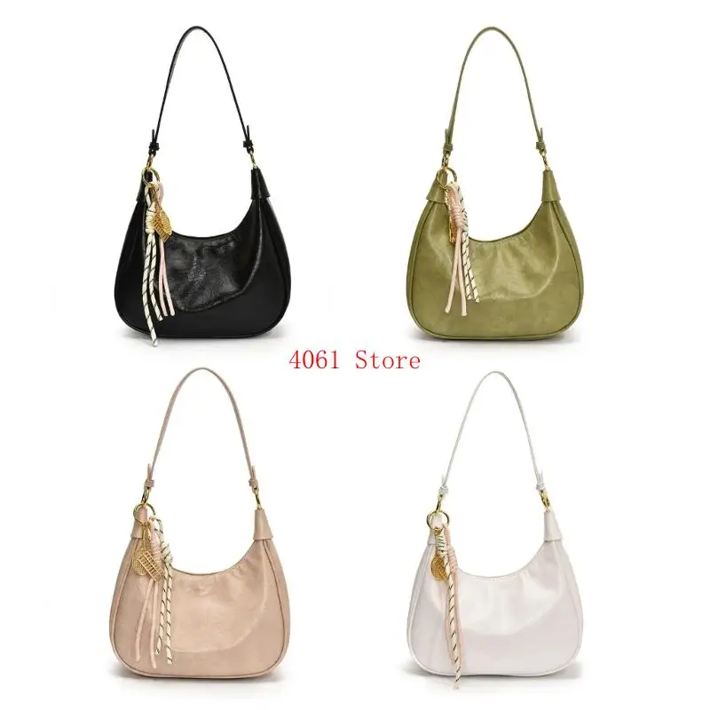 

Retro Shoulder Bag for Women Underarm Purse with Rope Braid Pendant