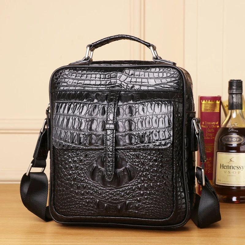 Genuine Leather alligator handbag large capacity men's briefcase business Crossbody bag fashion men's bag real cowhide bag