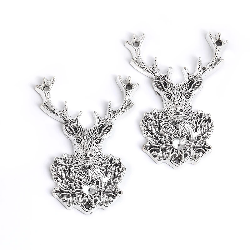 6 pcs Deer head charms fit DIY Handmade  Jewelry  earring necklace bracelet accessories souvenir Makeing