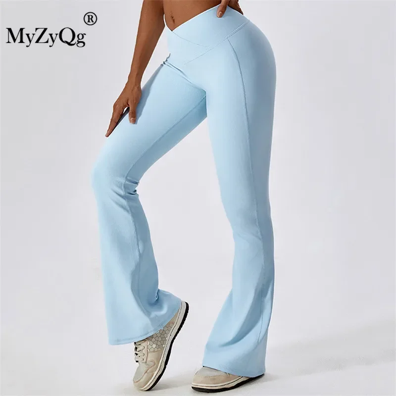 

MyZyQg Women Cross High Waist Yoga Flare Pants Pilate Dance Sports Wide Leg Pants Casual Hip Lift Fitness Micro Cropped Pants