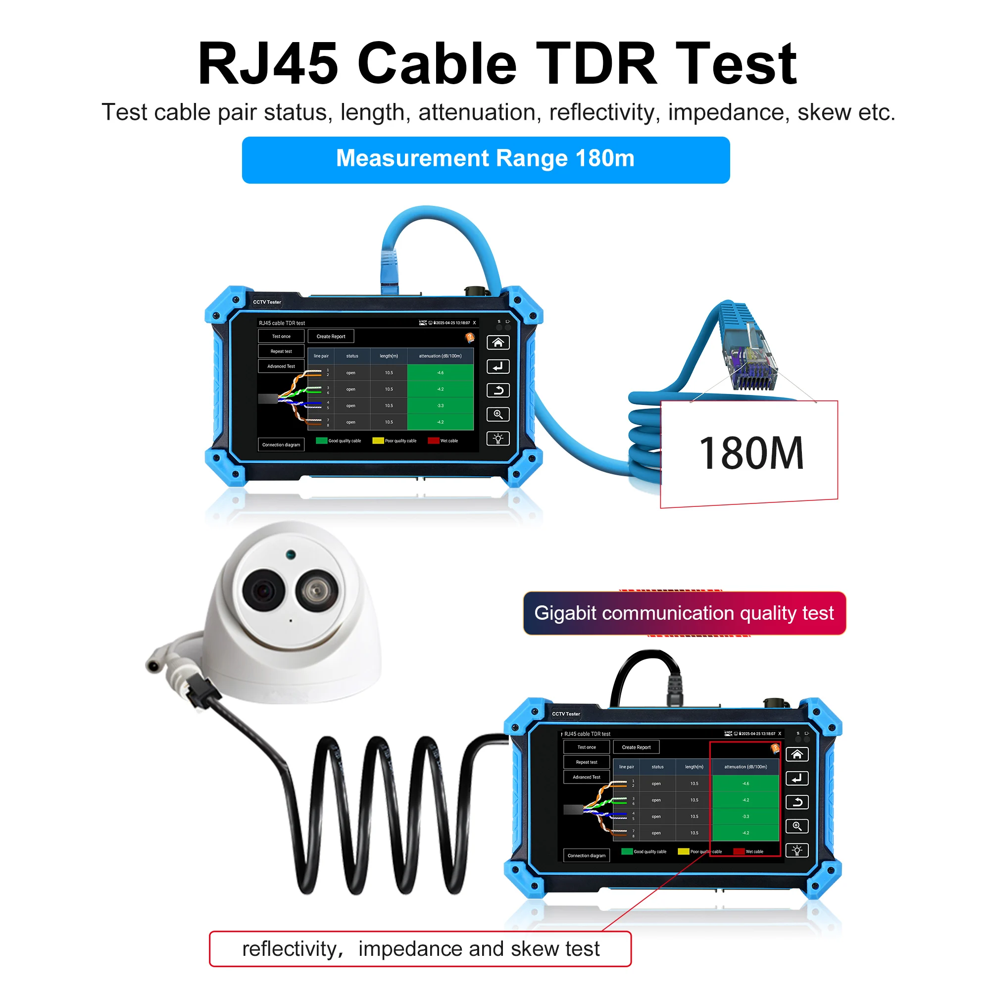 WANGLU ترقية 8K IPC-5100C زائد IP كاميرا تستر 8MP IP CVI TVI AHD التناظرية كاميرا تستر VGA و 4K HD المدخلات IP كاميرا تستر