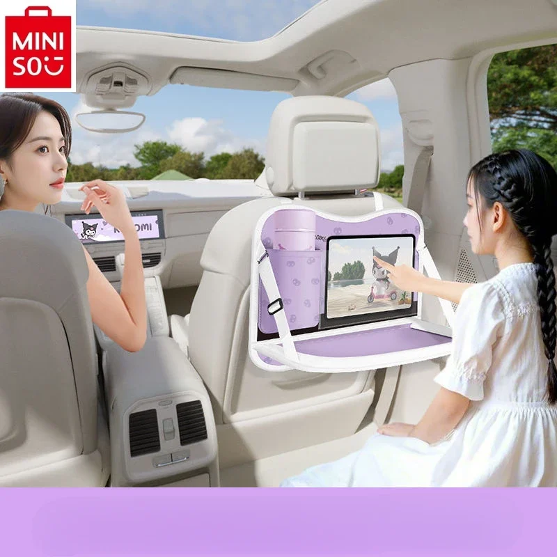 MINISO Car Cartoon Kuromi Storage Hanging Bag Back, stół do jadalni dla dzieci, damski tylny wielofunkcyjny stojak do przechowywania