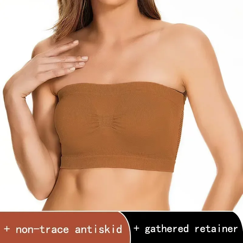 Stretch Strapless Bra Fashionable Summer Strapless Bra Suitable for One-Shoulder Tops Seamless Bandeau with Breathable Holes