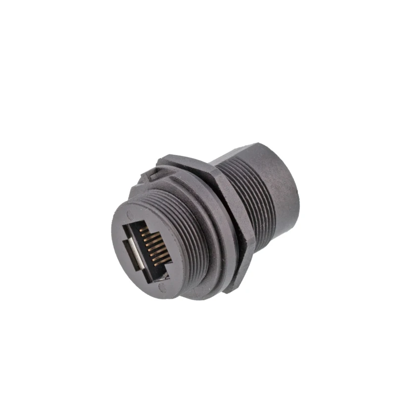 Ethernet RJ45 Industrial Female to Female Panel Mount Chassis Socket With Cap Chips CAT5E CAT6 CAT6A Waterproof Connector