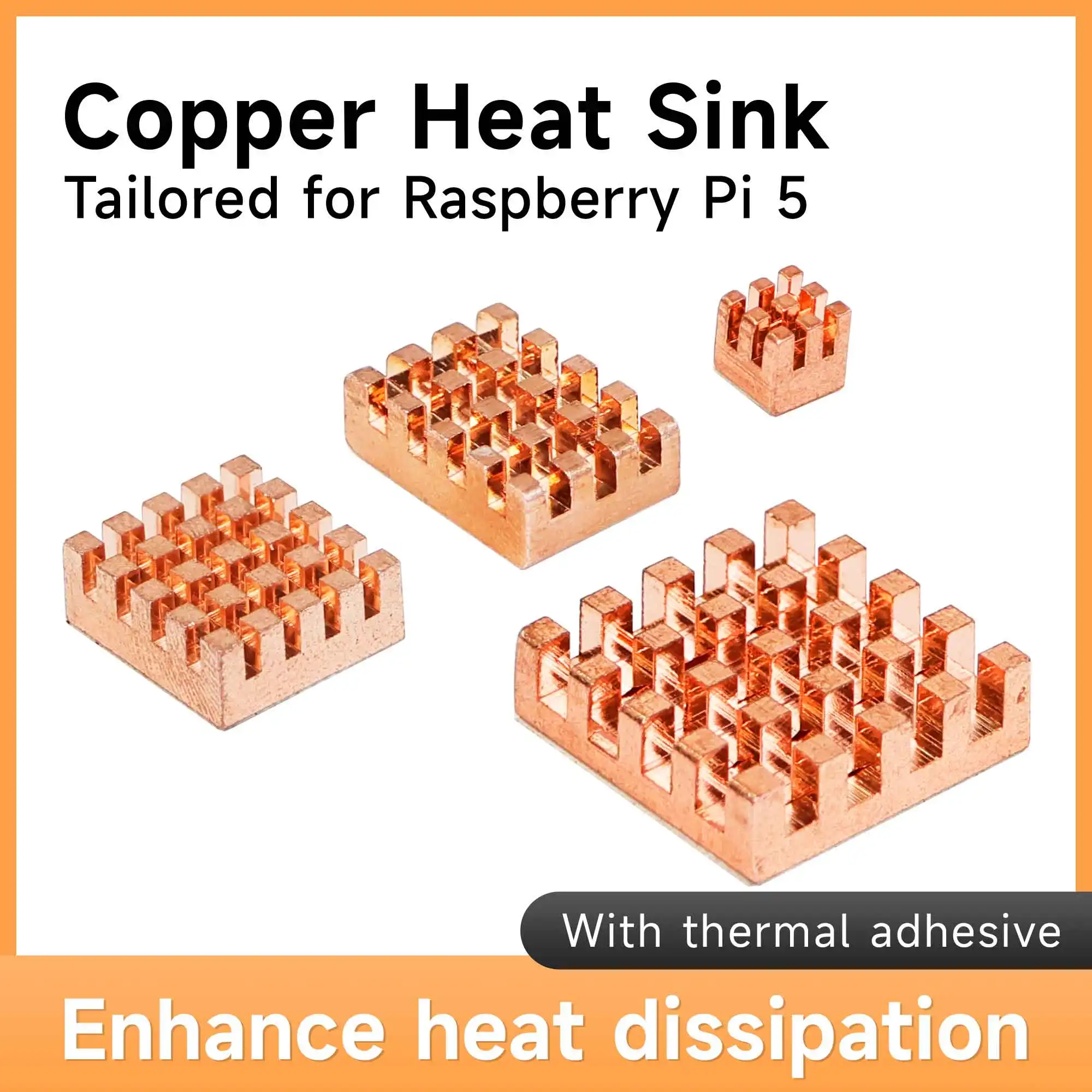 4 pz Raspberry Pi 5 dissipatore di calore in rame radiatore di dissipazione del Pad di raffreddamento passivo con autoadesivo per Raspberry Pi 5