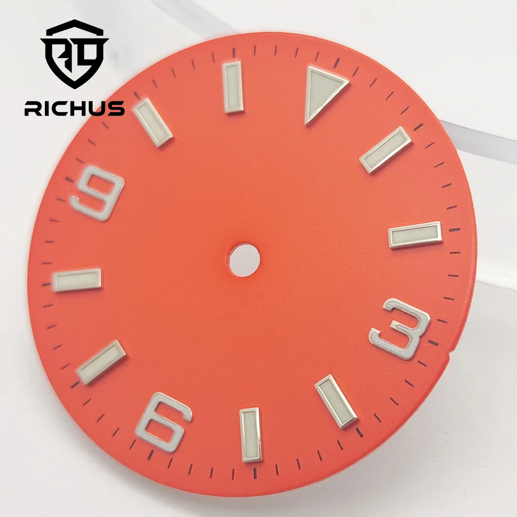 RICHUS 29mm esfera del reloj azul verde luminoso ajuste NH35 NH36 ETA2824 2836 Miyota8215DG2813 3804 movimiento