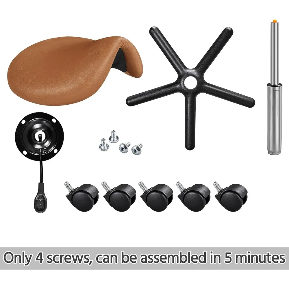 كرسي سرج دوار مع ارتفاع قابل للتعديل لمصففي الشعر وفني الرموش وفنانين الوشم - جلد البولي يوريثان