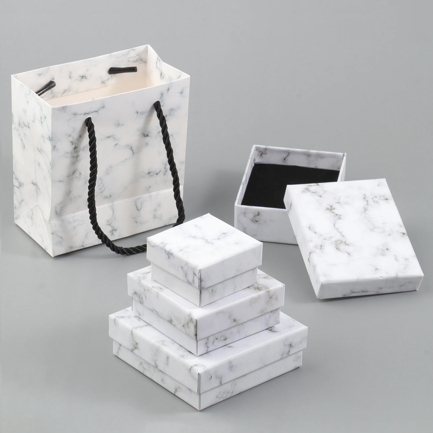 1PCS Marbling Jewelry Box Gifts Packaging Box Bracelet Necklace Ring Earring Box For Wedding Birthday Party Accessories