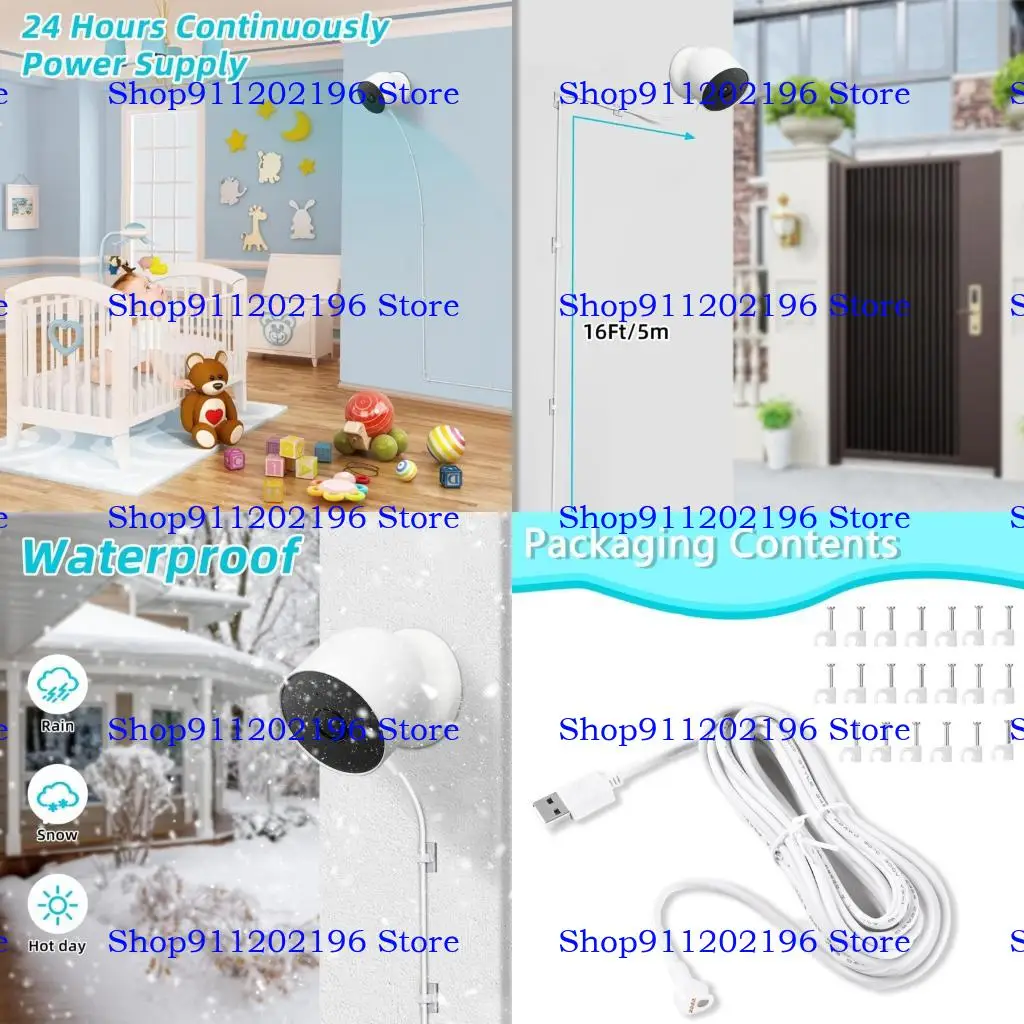 

P82A Power Cable for Nest Camera Outdoor Indoor Weatherproof Charging Cable with Adapter Outdoor Charging Cable
