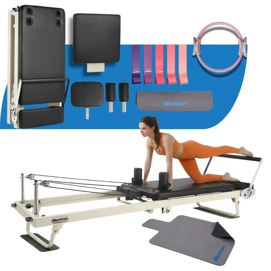 

2ND Gen 92 Extended Pilates Reformer, Foldable Pilates Machine with Pilates Ring Circle Headrest, Jumpboard, Dual R Customizable