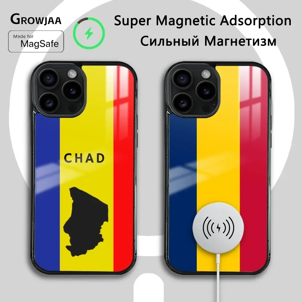 Republic Of Chad Flag Phone Case For IPhone 16 15 14 13 12 11 Pro Max Plus Mini Magsafe Mirror Wireless Magnetic Cover