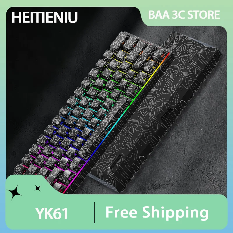 HEITIENIU YK61 Magnetic Switch Mechanical Keyboard Quick Trigger X Low Delay Esports RGB Wired Game Keyboard PC Accessories