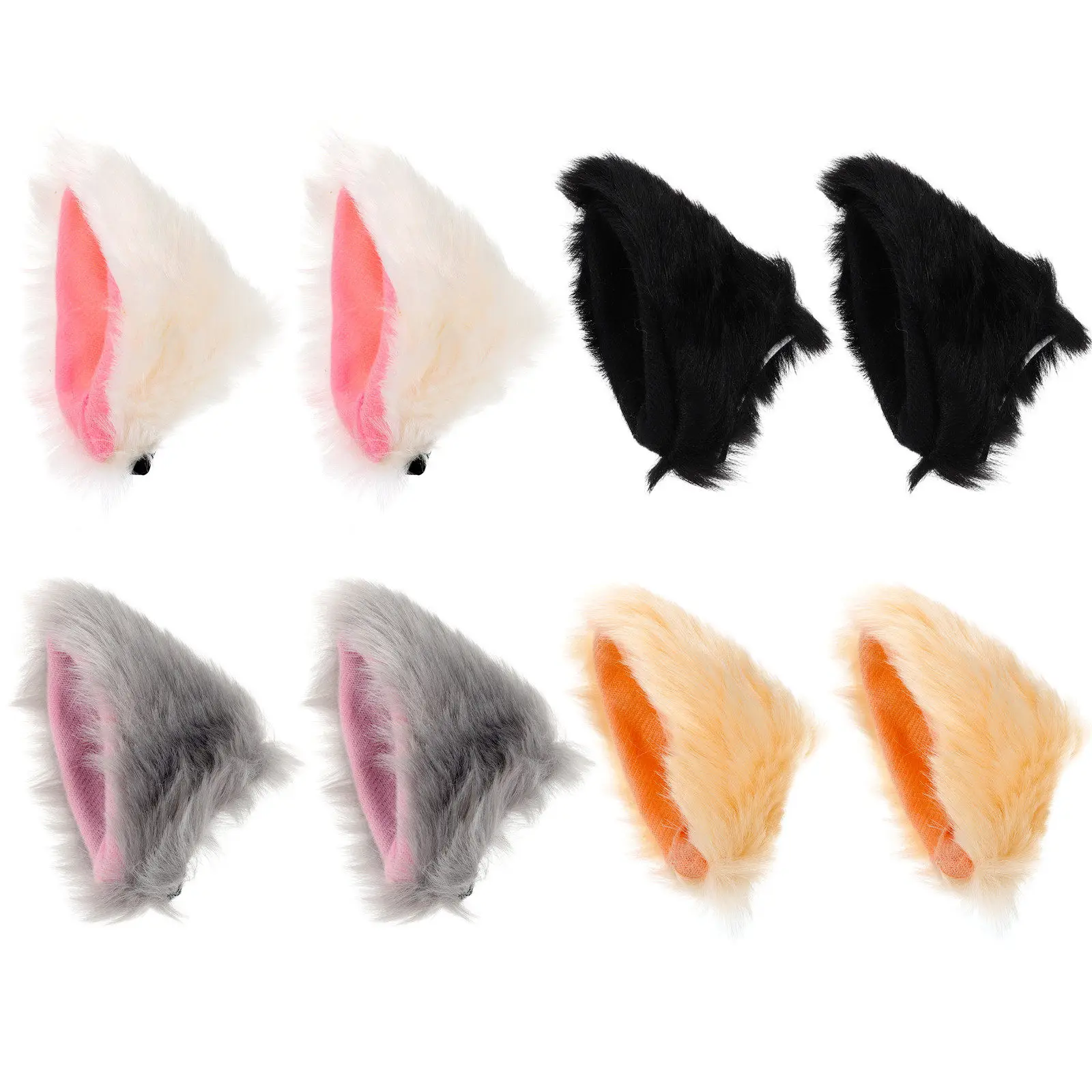 

4Pairs Cat Ear Hair Clip Comfortable Breathable Hair Accessories Cute Cosplay Party Headdress Lovely Cat Ear Hairpin for Daily