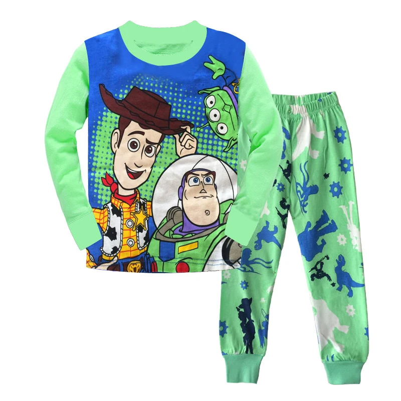 Hot Spring Autumn Long sleeved Kid\'s suit Bass Lightyear Woody Mr.Q Sleepwear clothing Pajama and pajama for Kid\'s gift