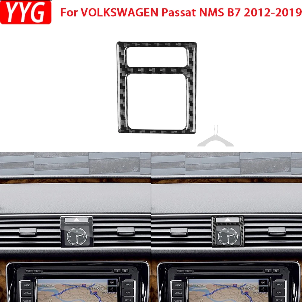 

For Volkswagen Passat NMS B7 2012-2019 Accessories Real Soft Carbon Fiber Car Interior Clock Panel Cover Trim Sticker