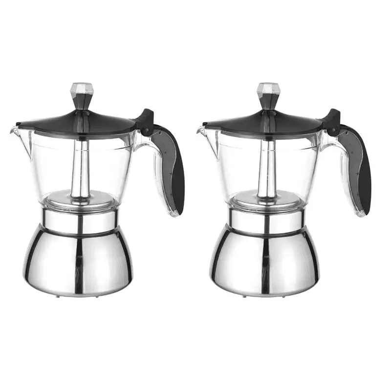 

ABSS-2X Moka Pot, 4 Cup Stovetop Espresso Maker -Cuban Coffee Percolator Machine Premium Moka Italian Espresso Coffee Maker