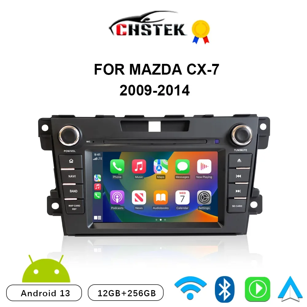 CHSTEK Car Radio Android 13 Carplay For Mazda CX-7 CX7 2010-2014 Auto Stereo Navigation Bluetooth WIFI 4G Multimedia Automotiva