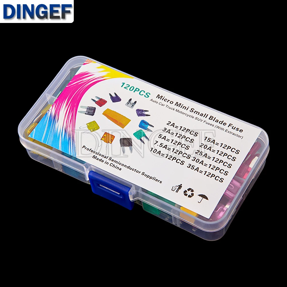 120PCS 10Values Small Size Blades Type Car Fuse kit Assortment 2A 3A 7.5A 10A 15A 20A 25A 30A 35A Fuse Set Auto Car Truck