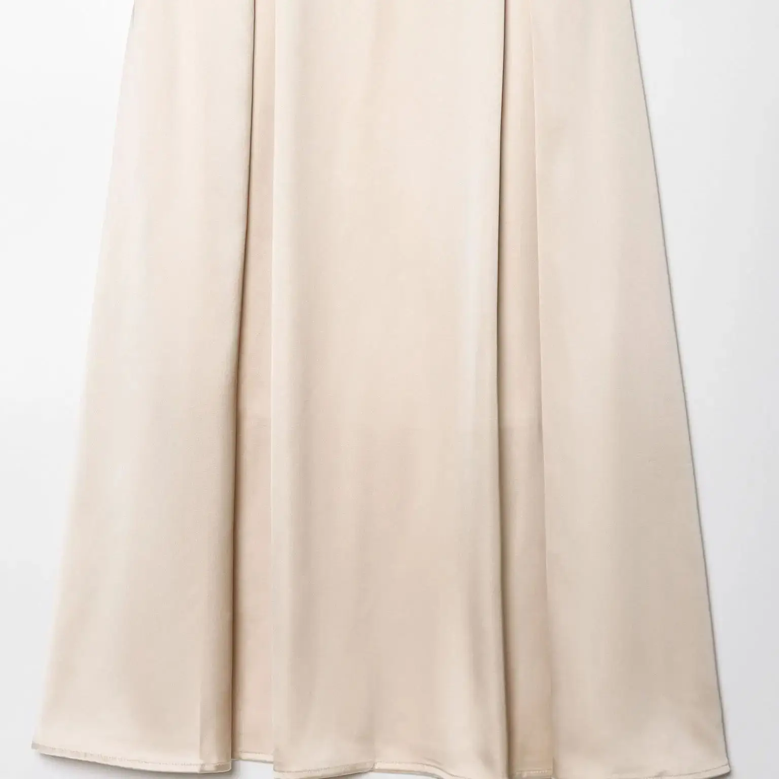 Women's Satin A-line Skirt High Waist Solid Color Pleats Hidden Zip Elegant Simple Midi Skirt Spring Summer New Chic Skirt