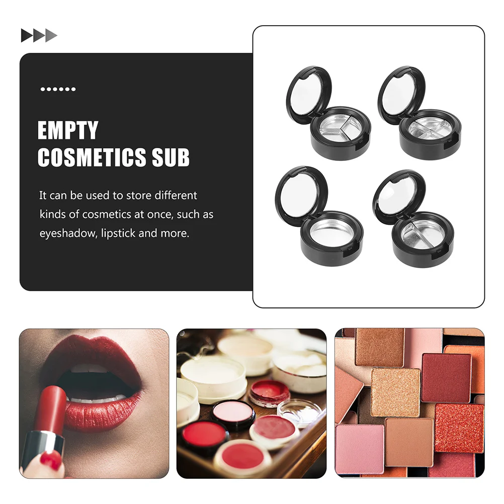 6 Pcs Eye Shadow Box Lipstick Boxes Refillable Tray Highlighter Container Eyeshadow Filling Mirror Female Holder Travel Black