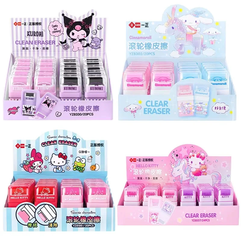 20pcs Anime Sanrio Eraser Hello Kitty Kuromi Cinnamoroll My Melody Student Rubber Erasers Stationery School Supplies Wholesale