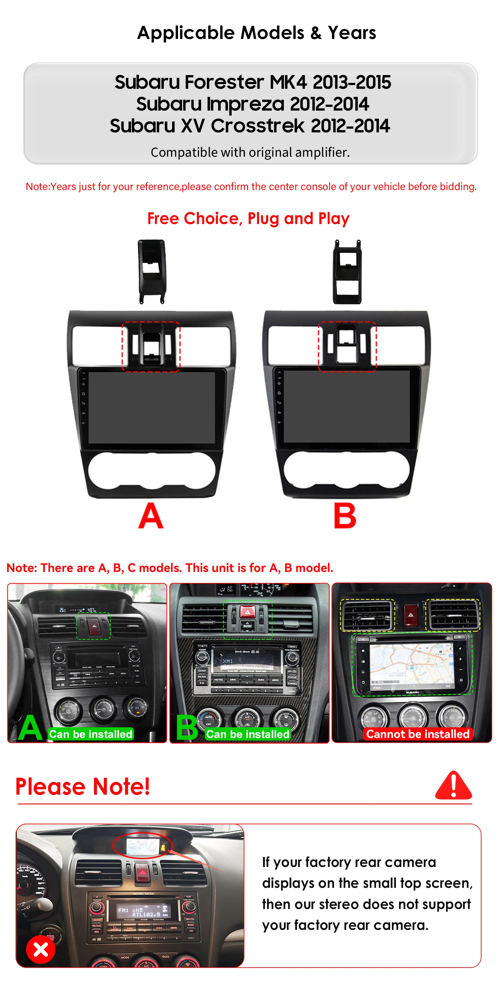 4G DSP Carplay Android 14 Car radio For Subaru Forester MK4 Impreza XV Crosstrek 2012-2014 multimedia player GPS Stereo headunit