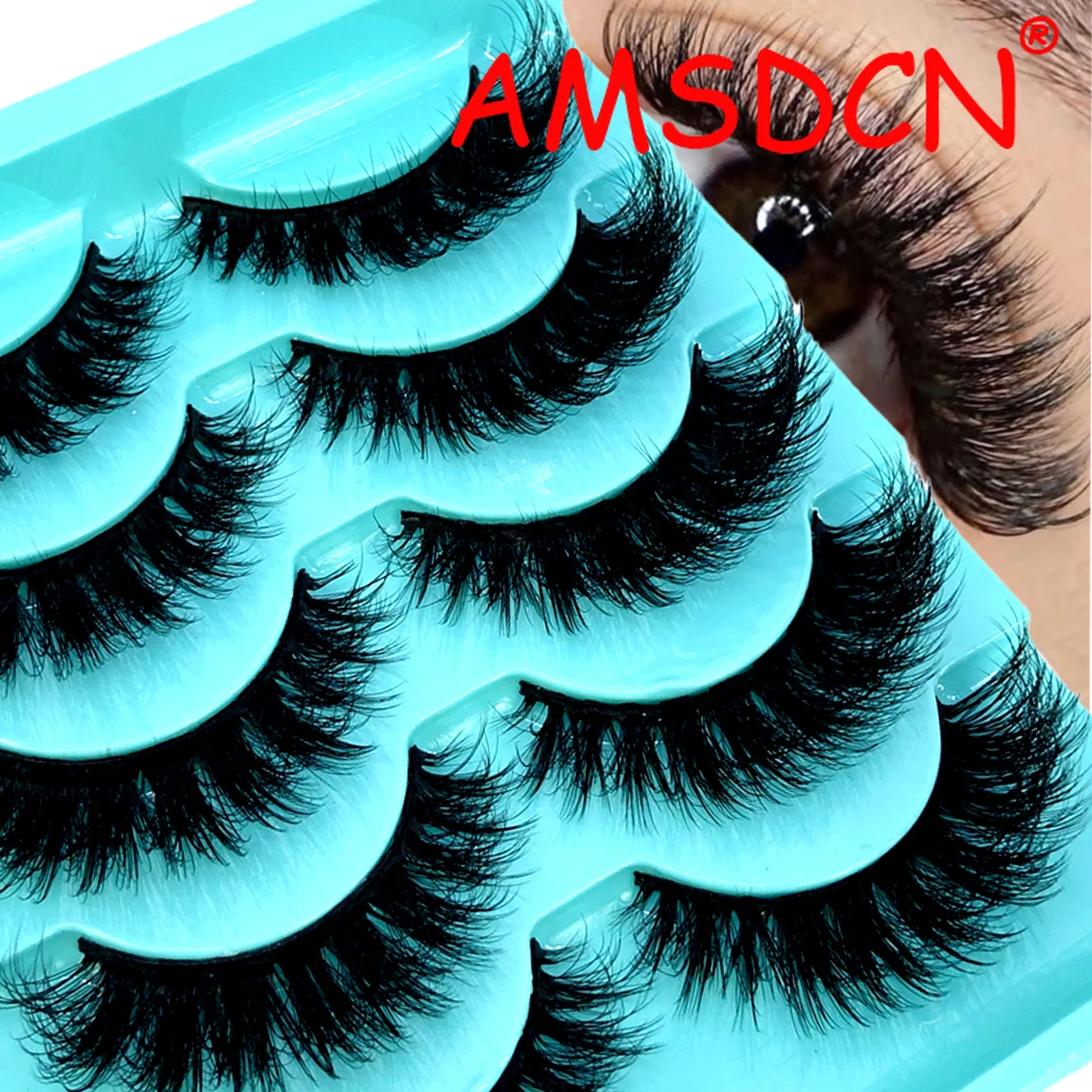 AMSDCN 5 pairs of 100% real eyelashes 3D natural fake eyelashes mink eyelashes soft eyelashes new eyelashes that can be reused