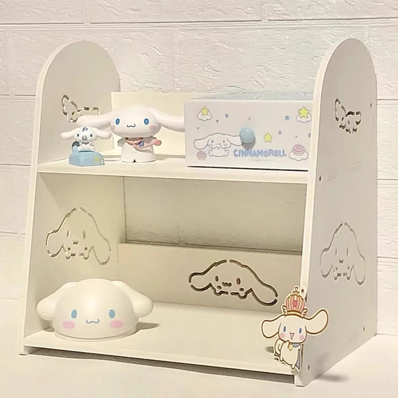 Sanrio Hello Kitty Desktop-Aufbewahrungsregal Kuromi Cinnamoroll Mehrschichtiges Bücherregal Kosmetik Kleinigkeiten Organizer Schlafsaal Zuhause Geschenk